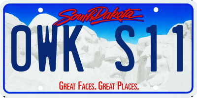 SD license plate 0WKS11