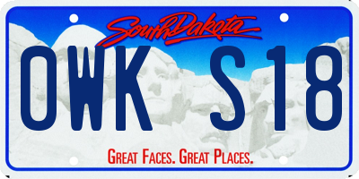 SD license plate 0WKS18