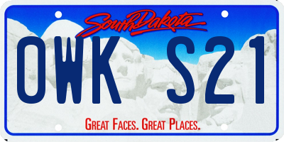 SD license plate 0WKS21