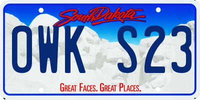 SD license plate 0WKS23