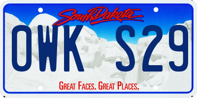 SD license plate 0WKS29