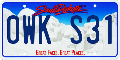 SD license plate 0WKS31