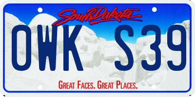 SD license plate 0WKS39