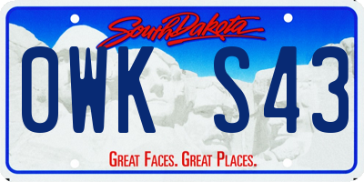 SD license plate 0WKS43