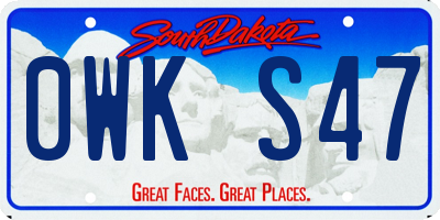 SD license plate 0WKS47