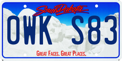 SD license plate 0WKS83