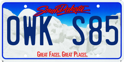 SD license plate 0WKS85