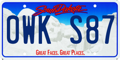SD license plate 0WKS87