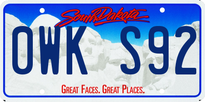 SD license plate 0WKS92
