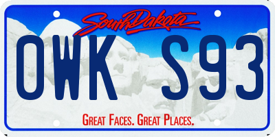 SD license plate 0WKS93