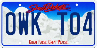 SD license plate 0WKT04