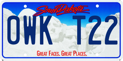 SD license plate 0WKT22