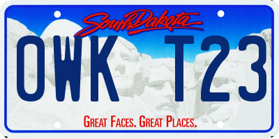 SD license plate 0WKT23