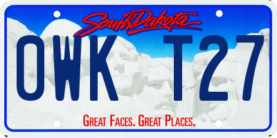 SD license plate 0WKT27