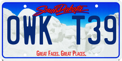 SD license plate 0WKT39