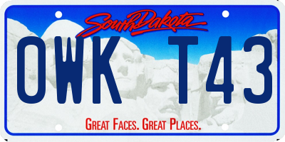 SD license plate 0WKT43