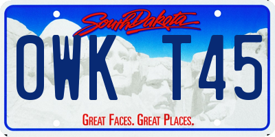 SD license plate 0WKT45