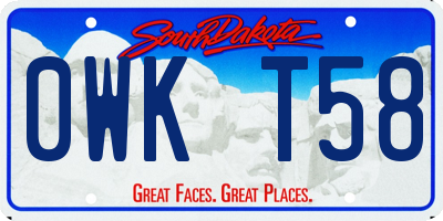 SD license plate 0WKT58