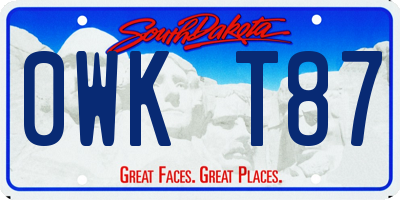 SD license plate 0WKT87
