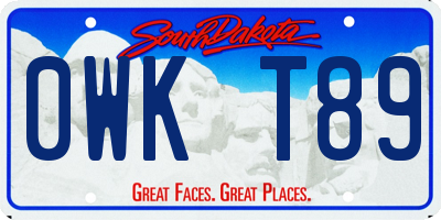 SD license plate 0WKT89
