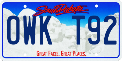 SD license plate 0WKT92