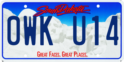 SD license plate 0WKU14