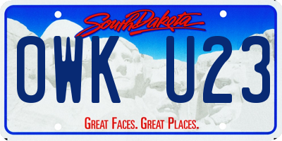 SD license plate 0WKU23