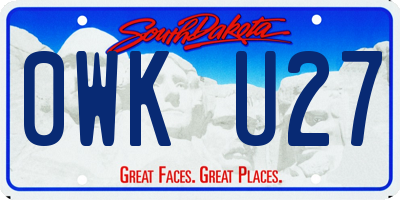 SD license plate 0WKU27