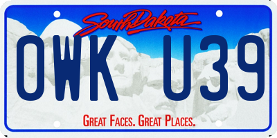 SD license plate 0WKU39