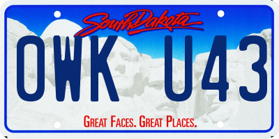 SD license plate 0WKU43