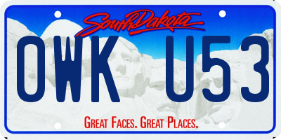 SD license plate 0WKU53