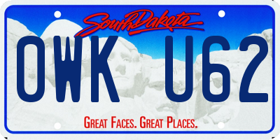 SD license plate 0WKU62