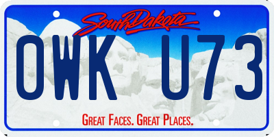 SD license plate 0WKU73