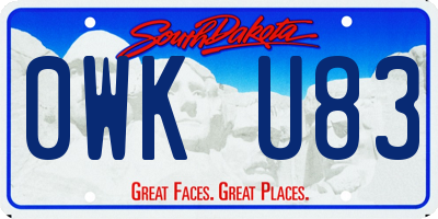 SD license plate 0WKU83