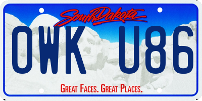 SD license plate 0WKU86