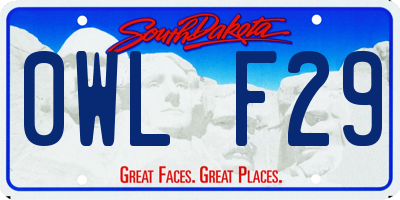 SD license plate 0WLF29
