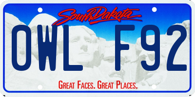 SD license plate 0WLF92