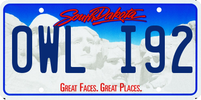 SD license plate 0WLI92