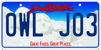 SD license plate 0WLJ03