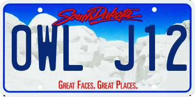 SD license plate 0WLJ12
