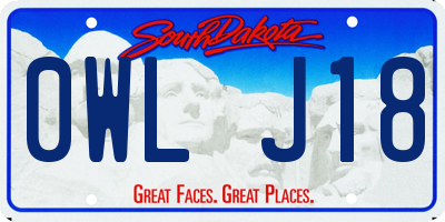 SD license plate 0WLJ18