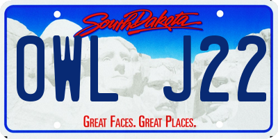 SD license plate 0WLJ22