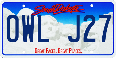 SD license plate 0WLJ27