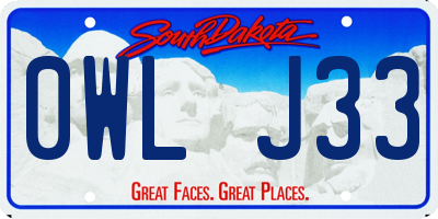 SD license plate 0WLJ33