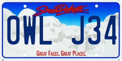 SD license plate 0WLJ34