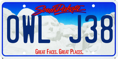 SD license plate 0WLJ38