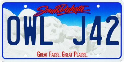 SD license plate 0WLJ42
