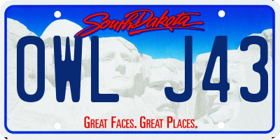 SD license plate 0WLJ43