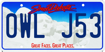 SD license plate 0WLJ53
