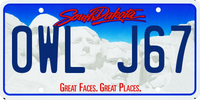 SD license plate 0WLJ67
